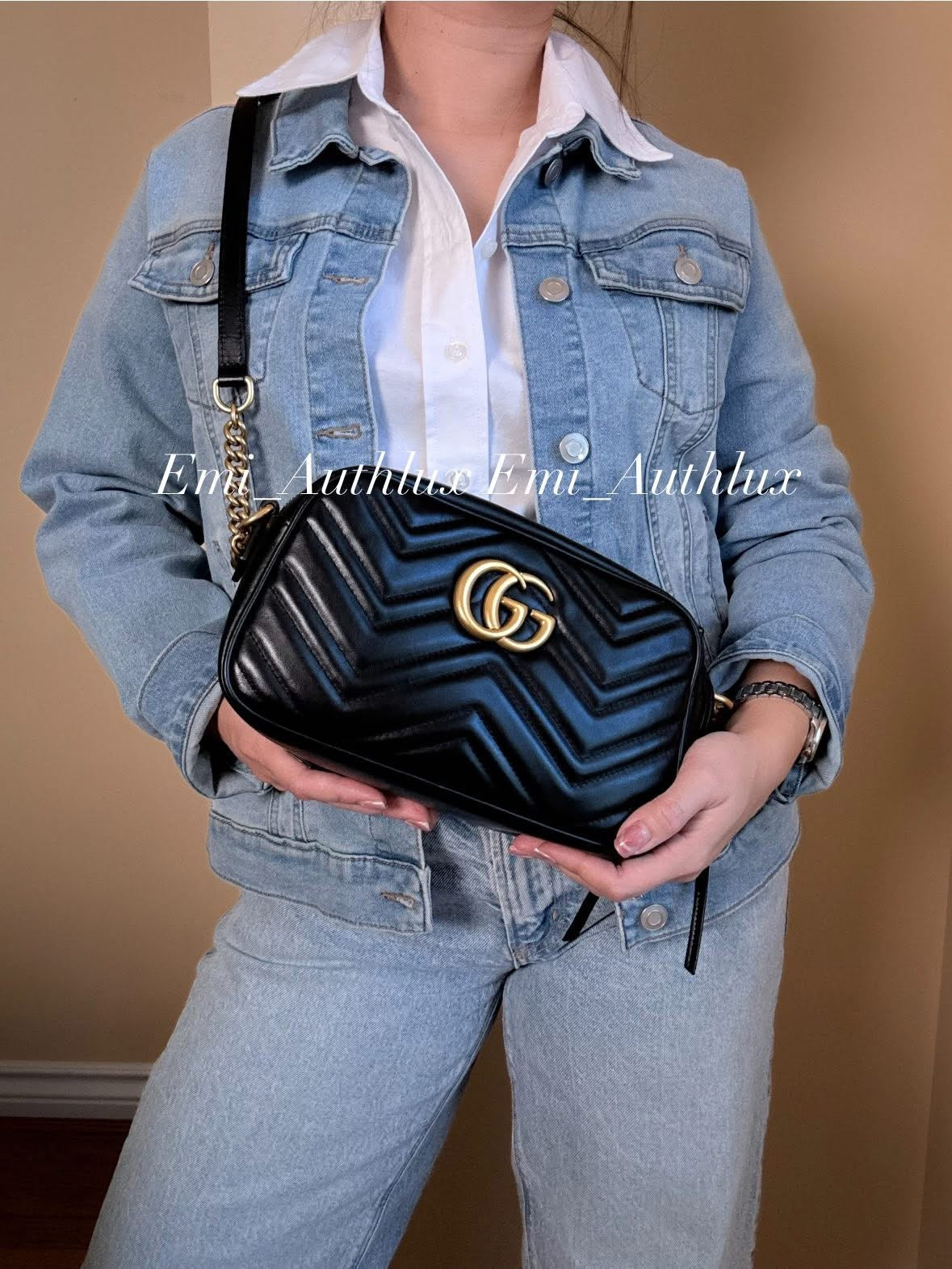 GUCCI marmont camera bag black leather