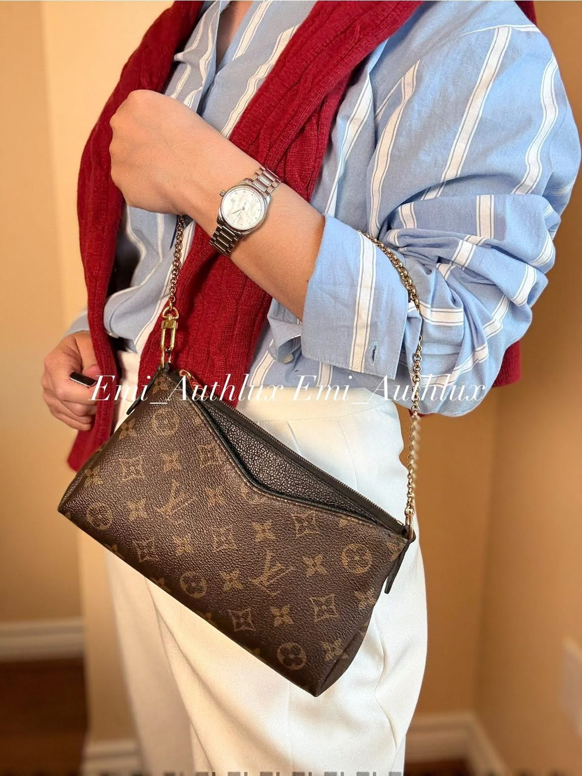 LOUIS VUITTON Monogram Pallas Noir/Black Clutch Crossbody
