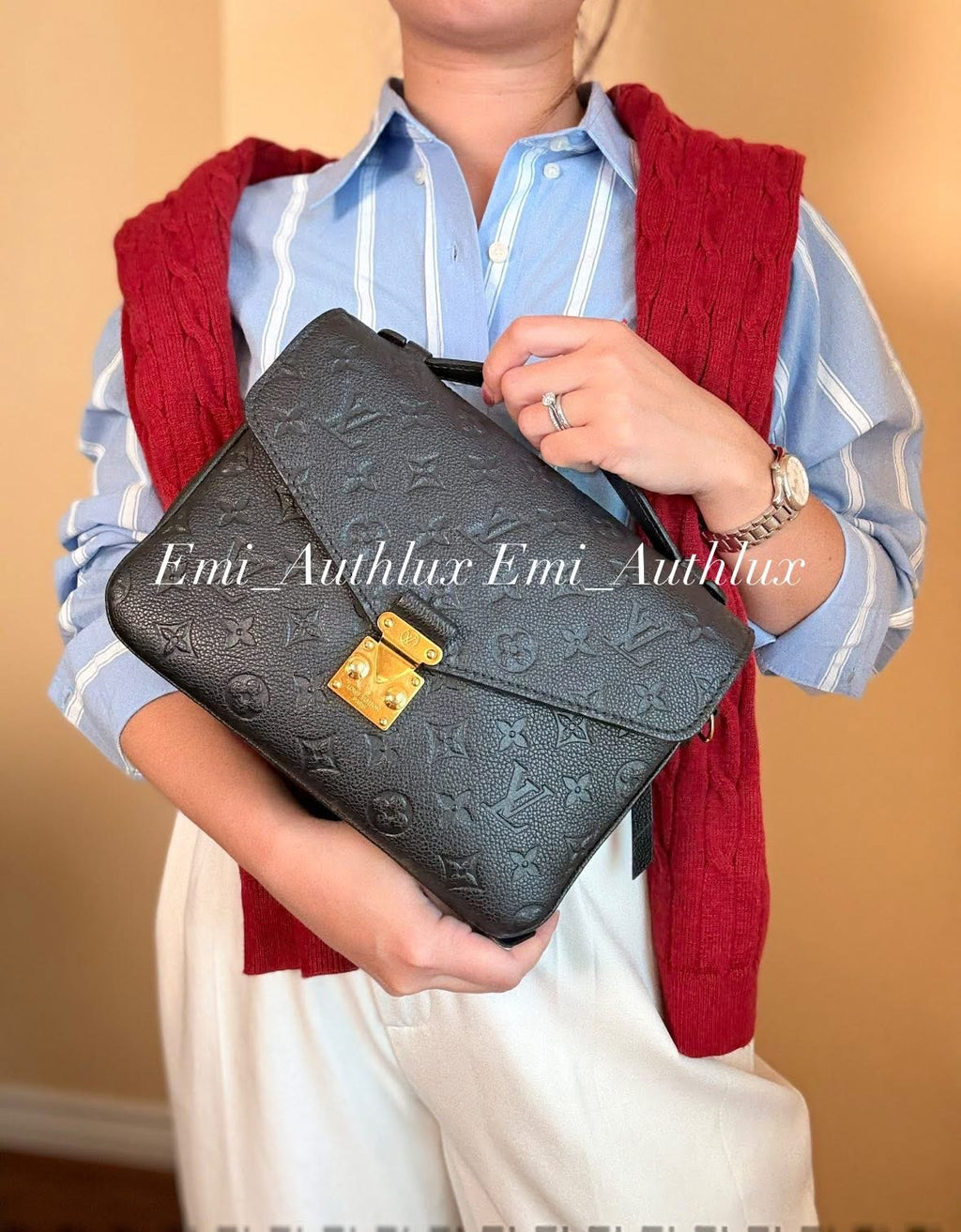 LOUIS VUITTON Metis Pochette empreinte black leather (microchipped)