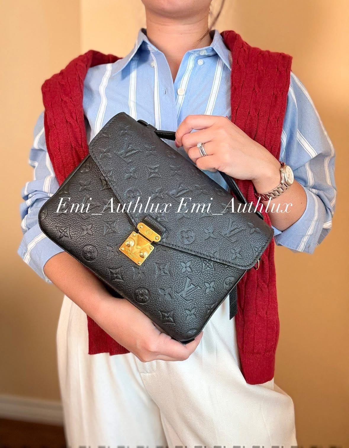 LOUIS VUITTON Metis Pochette empreinte black leather (microchipped)