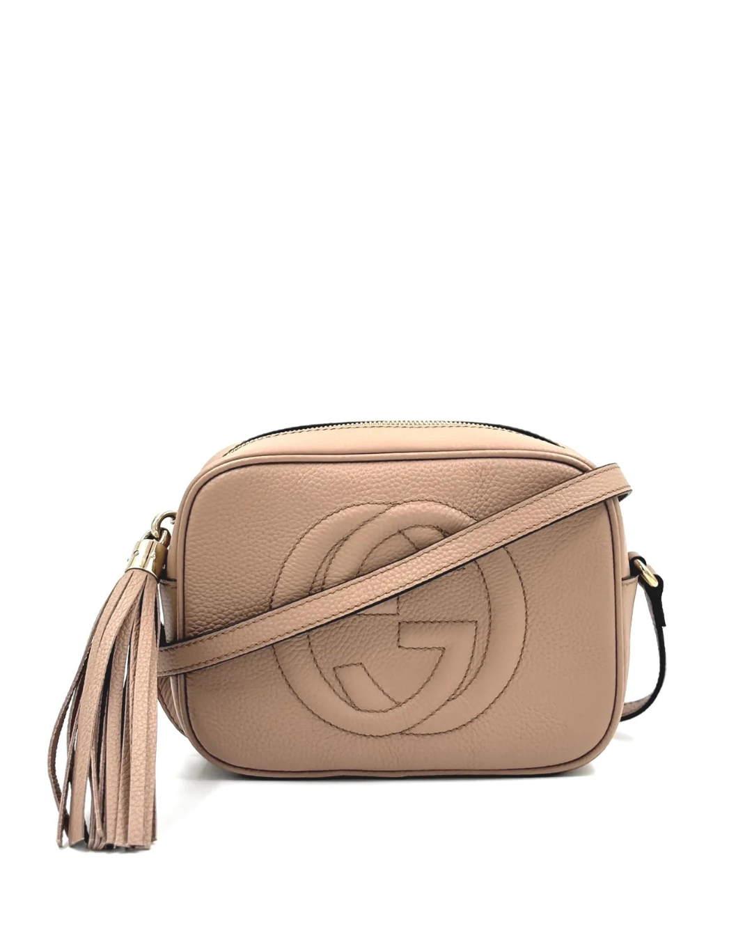 GUCCI Beige Pebbled Calfskin Small Soho Disco