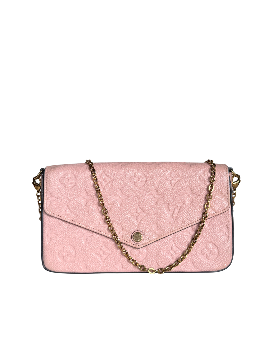 LOUIS VUITTON Pink Monogram Empreinte Leather Félicie Pochette (with inserts)