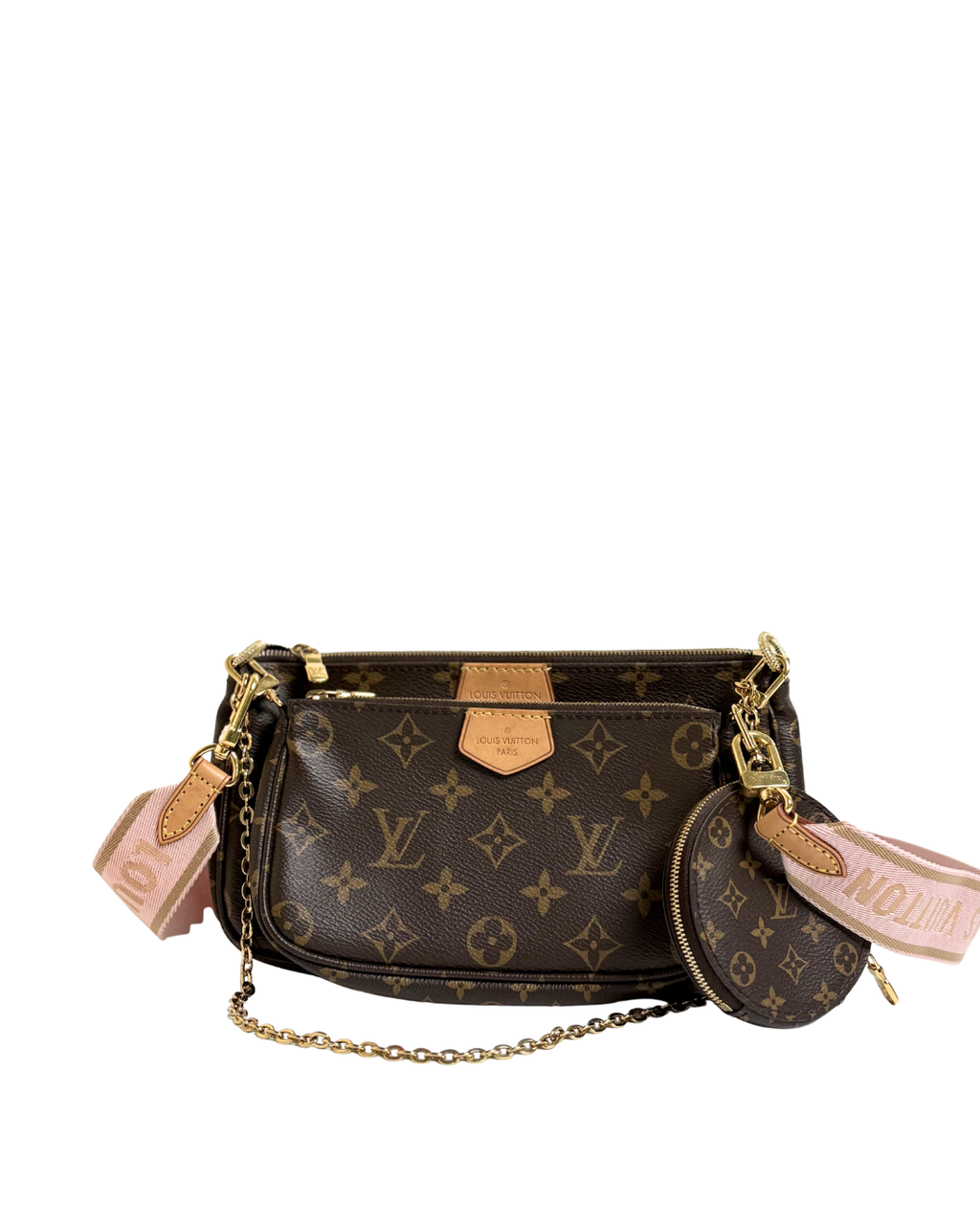 LOUIS VUITTON Multi Pochette Accessoires pink strap