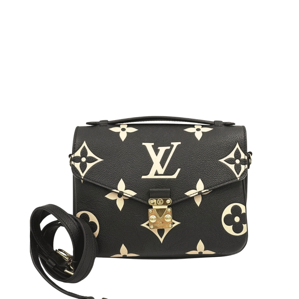 LOUIS VUITTON Pochette Metis bicolor monogram empreinte leather (microchipped)