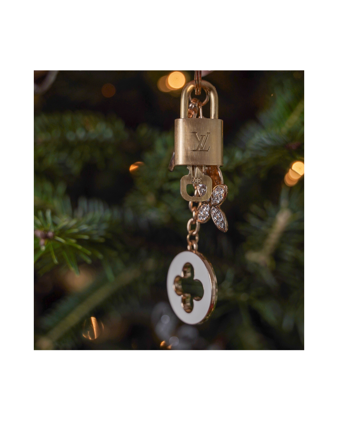 Authentic Lock & Key Set with Non-Branded Charm – Aurora Clover