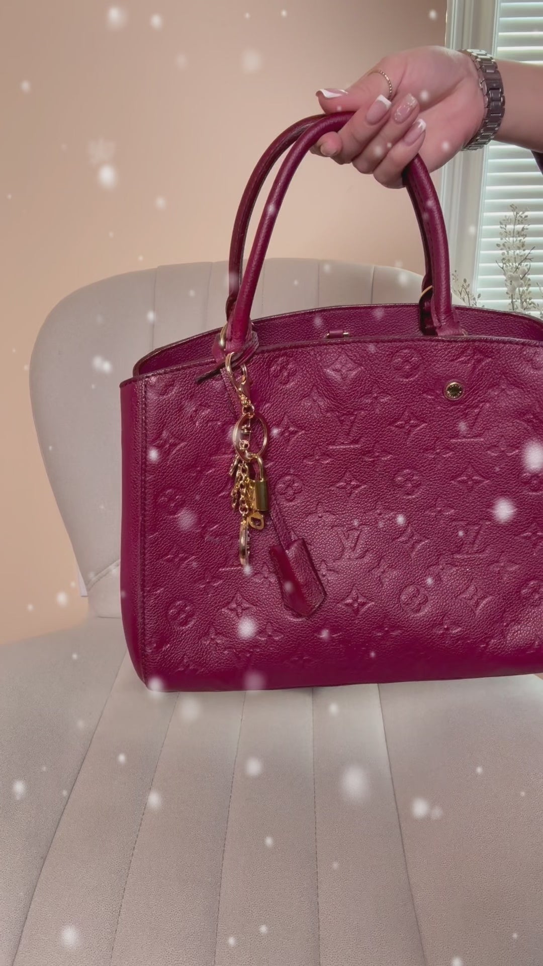 LOUIS VUITTON Montaigne MM burgundy Empreinte leather